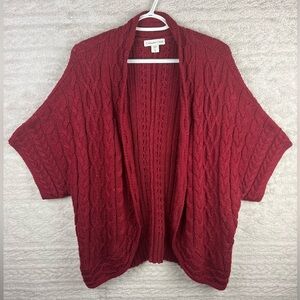 Coldwater Creek Red Cable Knit Poncho